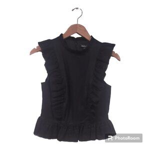 Express NWT Black Mock Neck Ruffle Peplum Top Size XS
